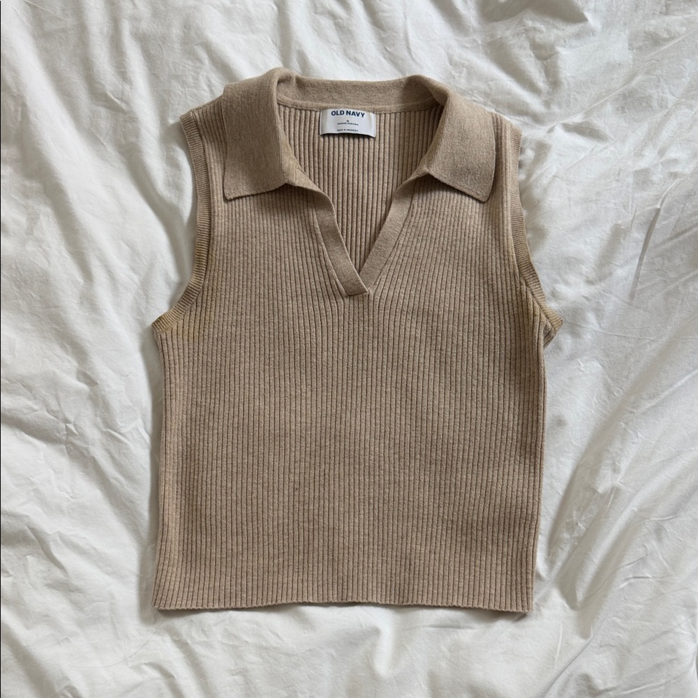 Old Navy Beige Ribbed Sleeveless Top